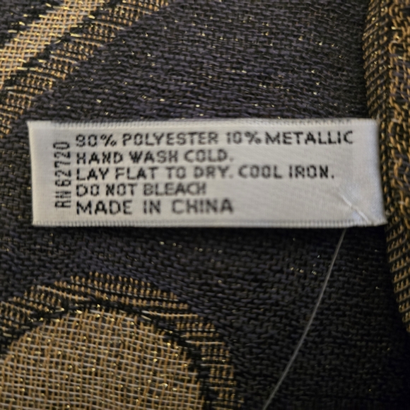 Accessory Street Elegant Black/Gold/Tan Paisley Check Scarf - Picture 7 of 10